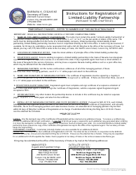 Form 070103 Limited-Liability Partnership Registration (Nrs Chapter 87) - Complete Packet - Nevada