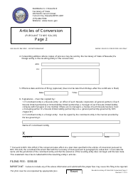 Form 140304 Articles of Conversion (Pursuant to Nrs 92a.205) - Nevada, Page 2