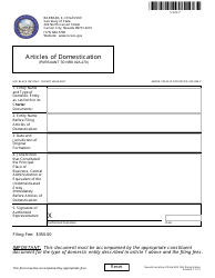 Document preview: Form 140503 Articles of Domestication (Pursuant to Nrs 92a.270) - Nevada