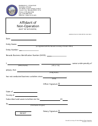 Document preview: Affidavit of Non-operation - Nevada