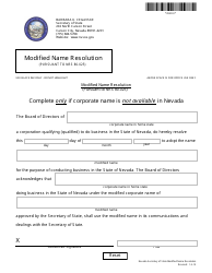 Document preview: Form 200303 Modified Name Resolution (Pursuant to Nrs 80.025) - Nevada