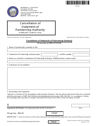 Document preview: Form 220503 Cancellation of Statement of Partnership Authority (Pursuant to Nrs 87.4318) - Nevada