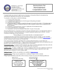 Corporation Sole Reinstatement Packet - Nevada