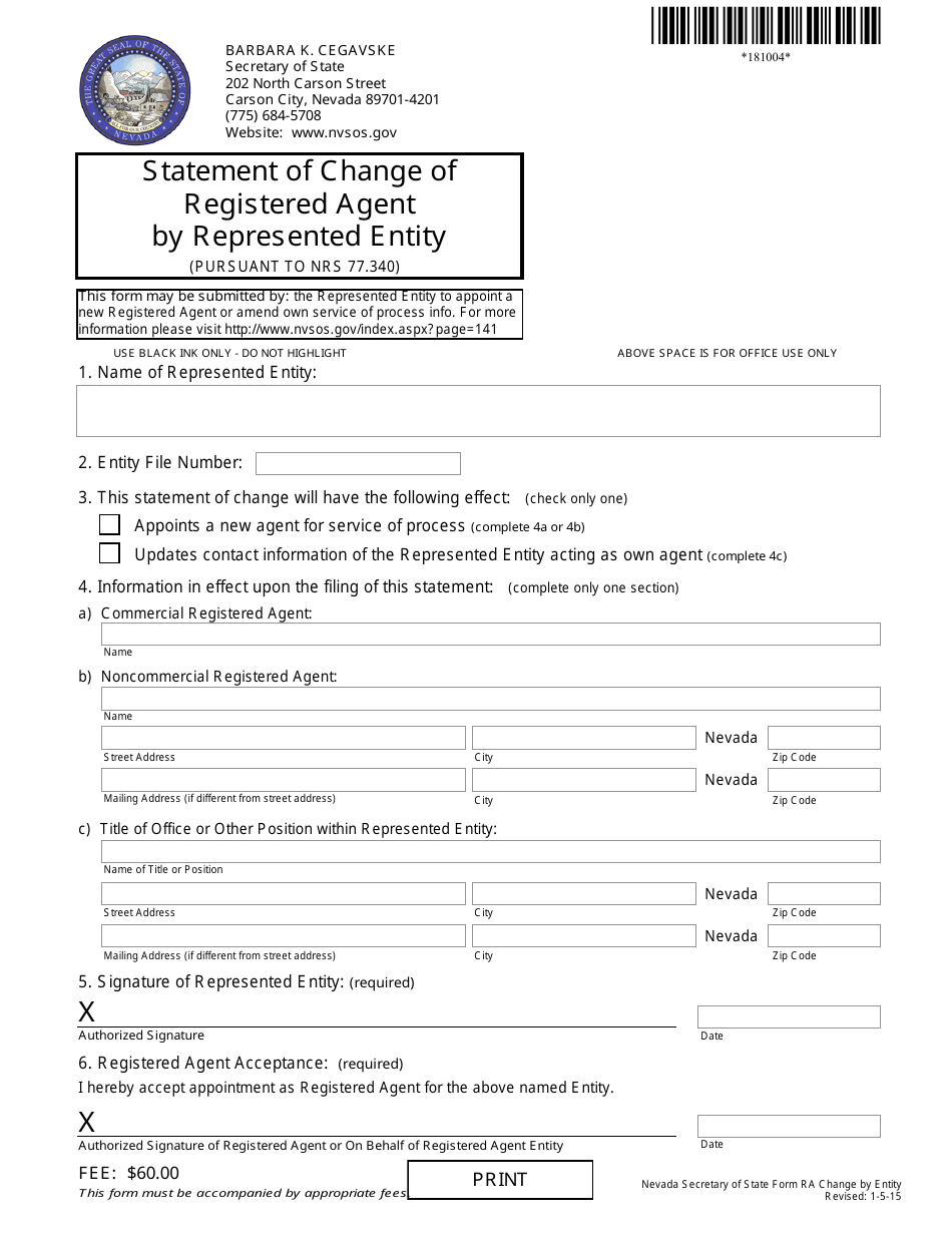Corporation Sole Reinstatement Packet - Nevada, Page 5