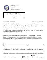 Form 170801 Certificate of Revival for a Foreign Limited-Liability Company (Pursuant to Nrs Chapter 86) - Nevada, Page 3