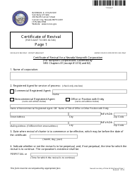 Form 170304 Nonprofit Corporation - Domestic - Revival for All Corporations Filed Under Nrs 81 (Except 81.010) and 82 (Nrs 82.546) - Complete Packet - Nevada