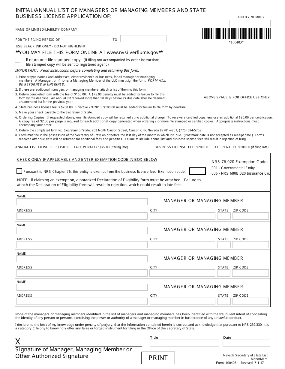 Revival for Limited-Liability Company - Foreign (Nrs Chapter 86) - Complete Packet - Nevada, Page 5