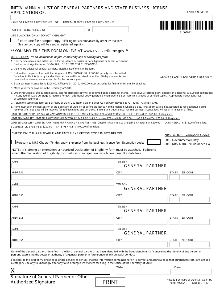Form 170901 Revival for Limited-Liability Company - Foreign (Nrs Chapter 86) - Complete Packet - Nevada, Page 5