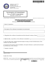 Document preview: Form 120203 Certificate of Termination of Amendment for Nevada Profit Corporation (Pursuant to Nrs 78.390 - After Issuance of Stock) - Nevada