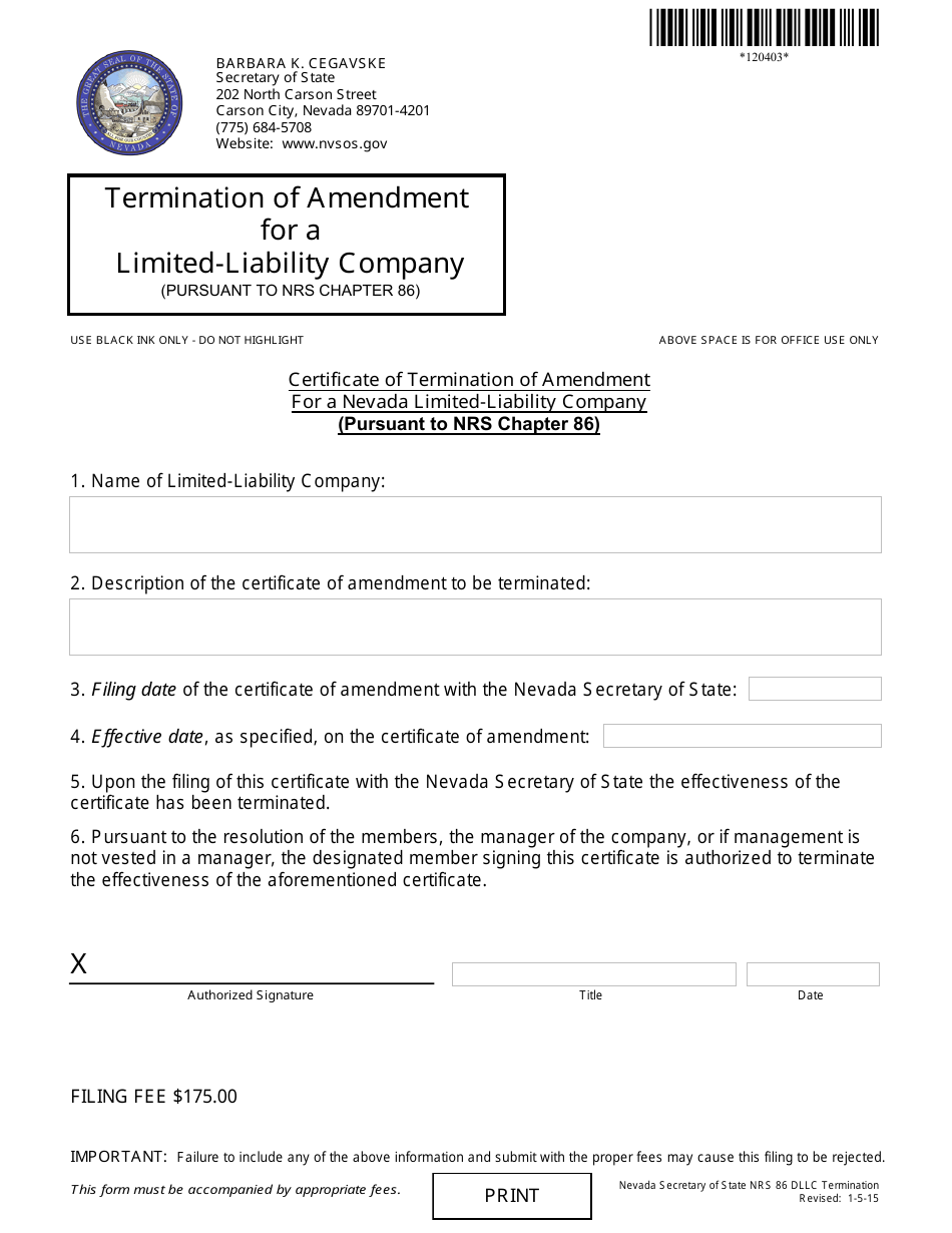 amendment to articles of organization nevada