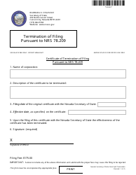 Document preview: Termination of Filing Pursuant to Nrs 78.209 - Complete Packet - Nevada