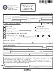 Document preview: Form 250202 Request for Amended Certificate of Appointment as a Notary Public - Nevada