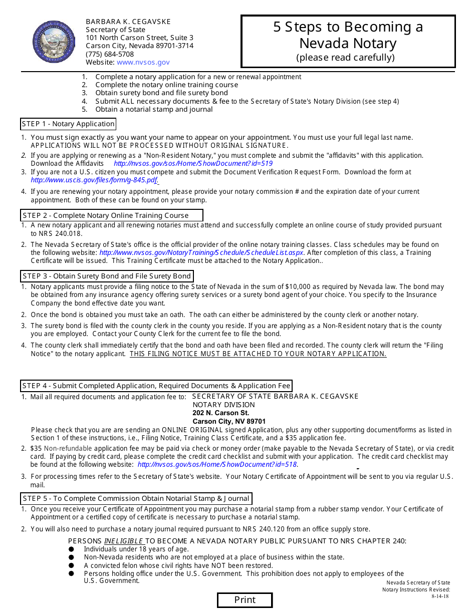 Form AANP Application for Appointment as a Notary Public - Nevada, Page 1