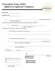 Nonresident Notary Public Affidavit of Applicant - Nevada, Page 2