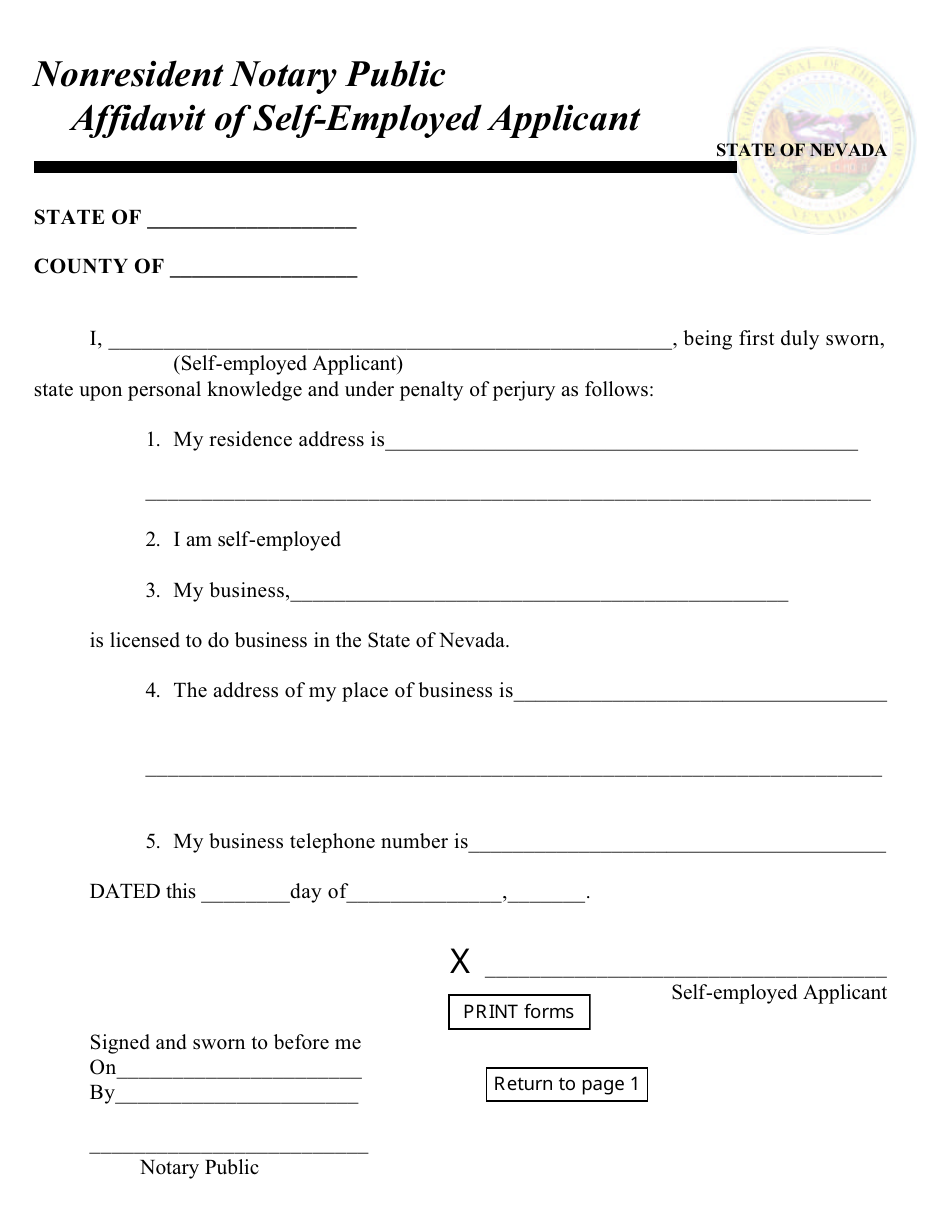 Nonresident Notary Public Affidavit of Applicant - Nevada, Page 3