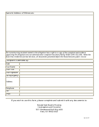 Complaint Report Form - Nevada, Page 2