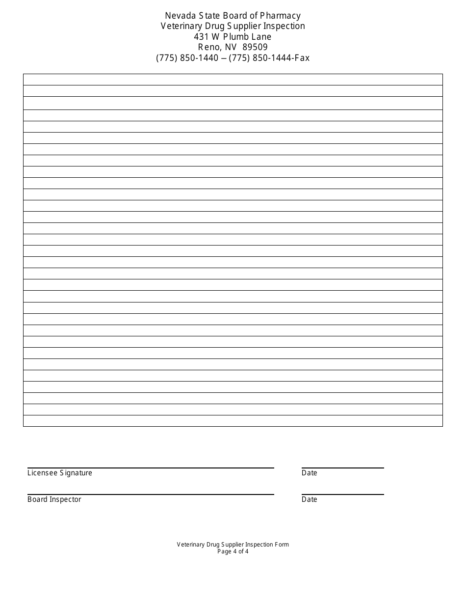 Veterinary Drug Supplier Inspection Form - Nevada, Page 4