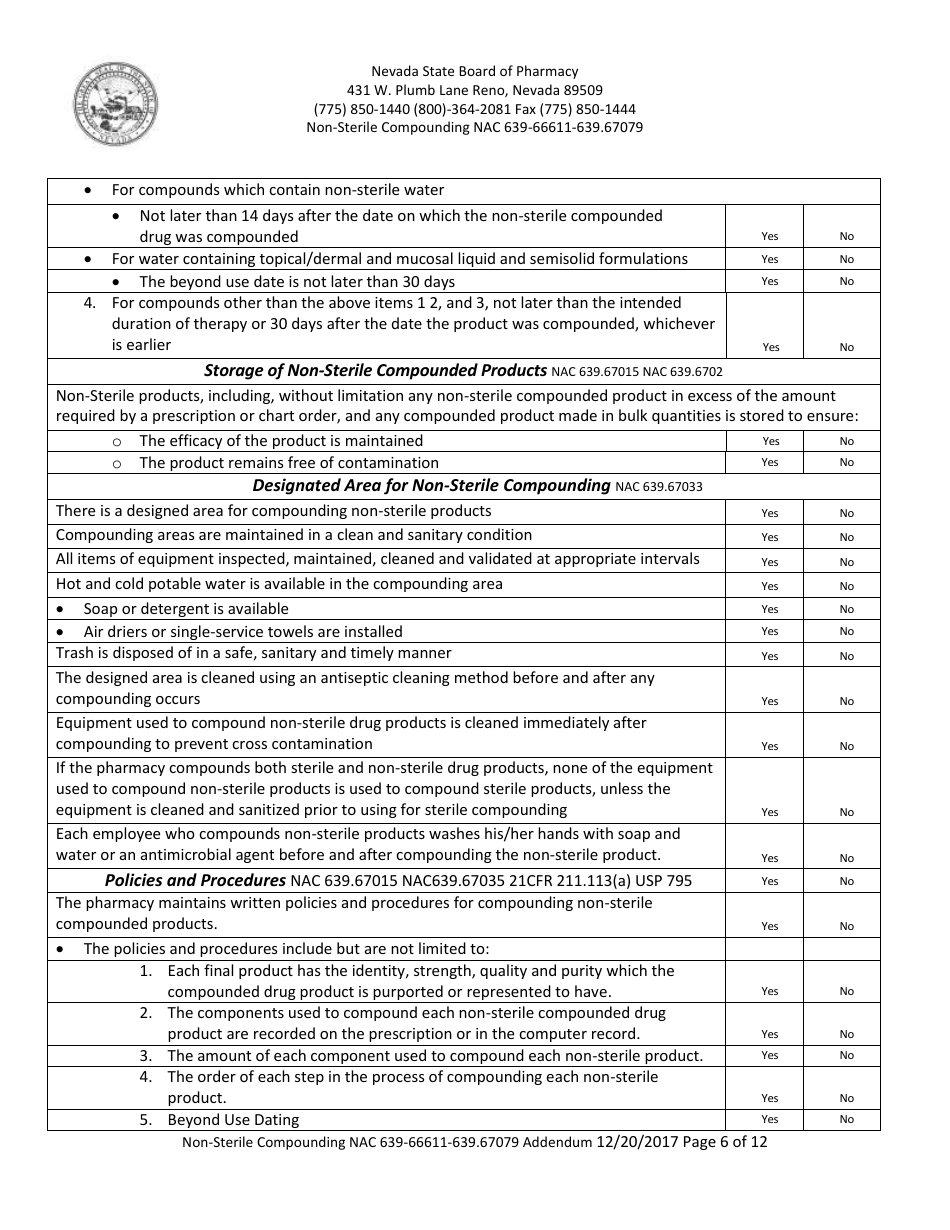 Nevada Non-sterile Compounding Addendum Form - Fill Out, Sign Online ...