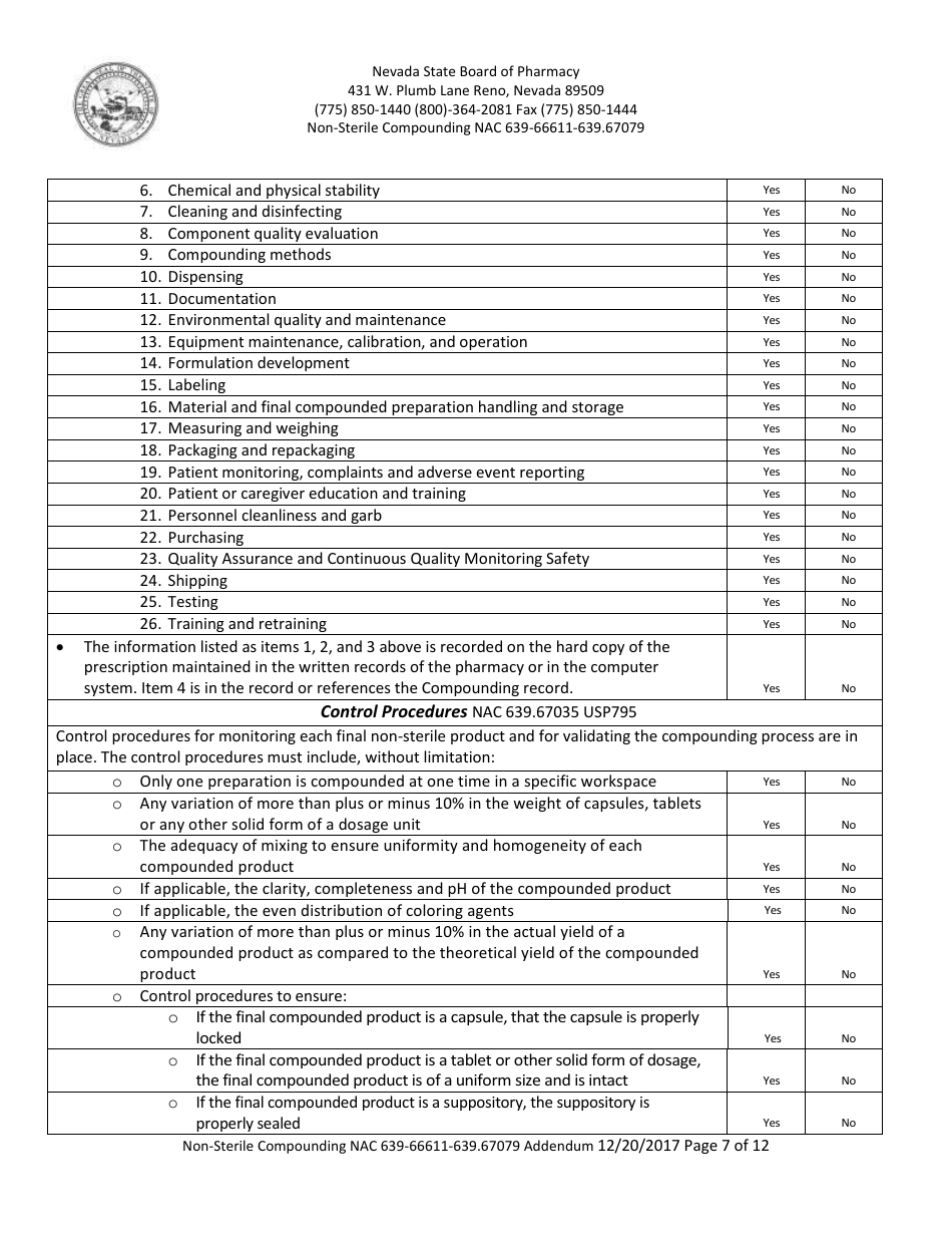 Nevada Non-sterile Compounding Addendum Form - Fill Out, Sign Online ...