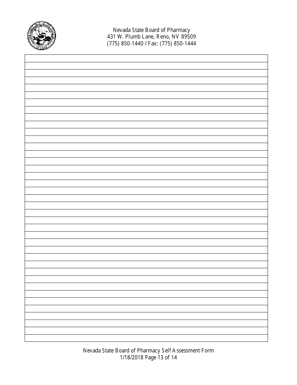 Retail Pharmacy Inspection Form - Nevada, Page 13