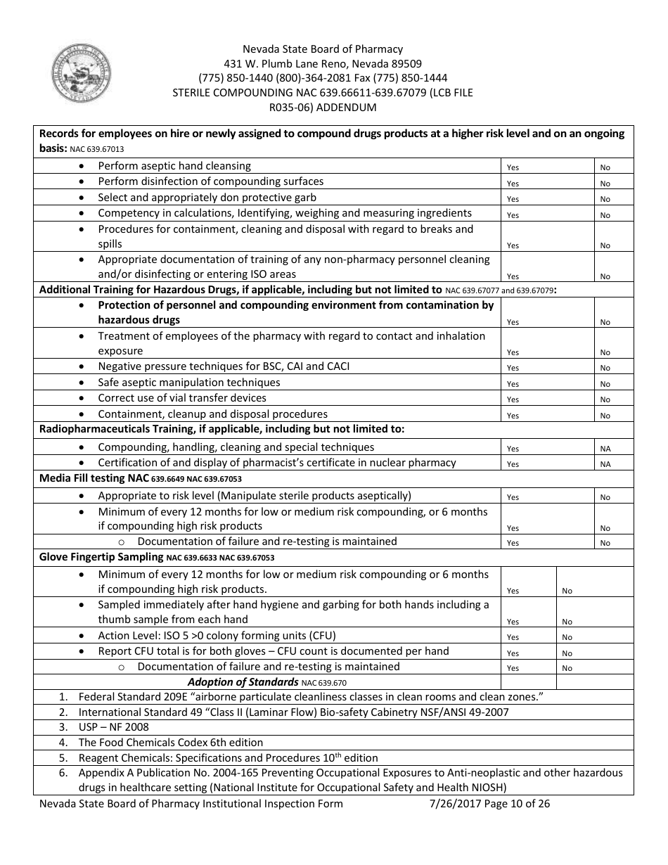 Nevada Institutional Inspection Form - Fill Out, Sign Online And 