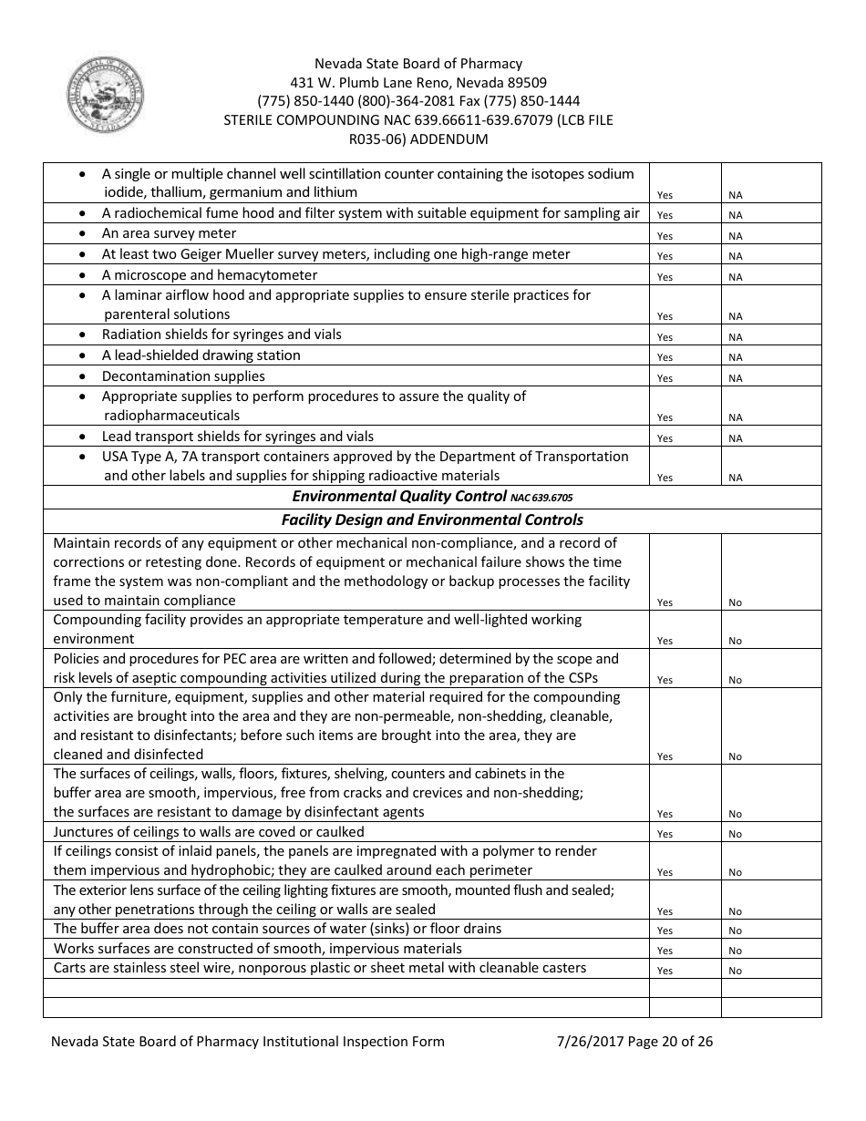 Nevada Institutional Inspection Form - Fill Out, Sign Online and ...