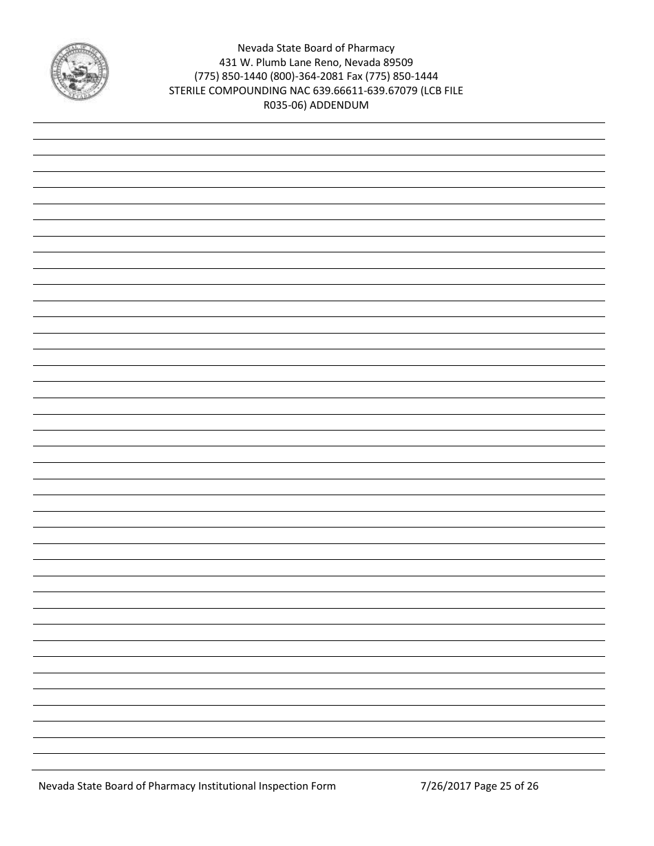 Institutional Inspection Form - Nevada, Page 25