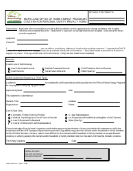 Document preview: Concern for Personal Safety Privacy Form - Maryland Office of Home Energy Programs - Maryland
