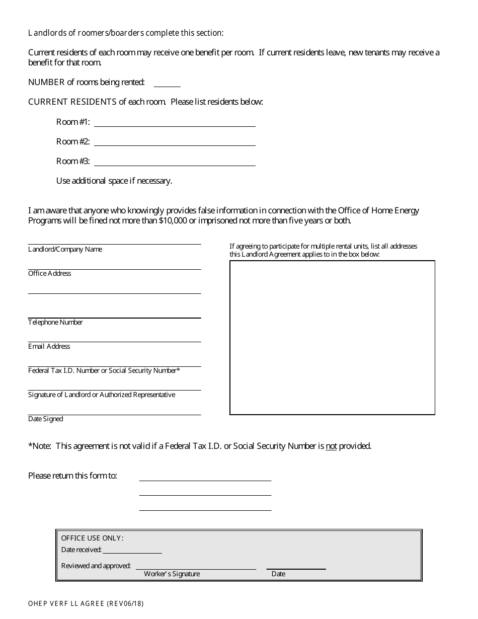 Maryland Landlord Agreement Form Office Of Home Energy Programs Fill Out Sign Online And 1846