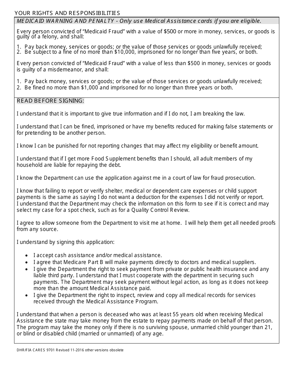 Form DHR / FIA9701 Application for Assistance - Maryland, Page 16