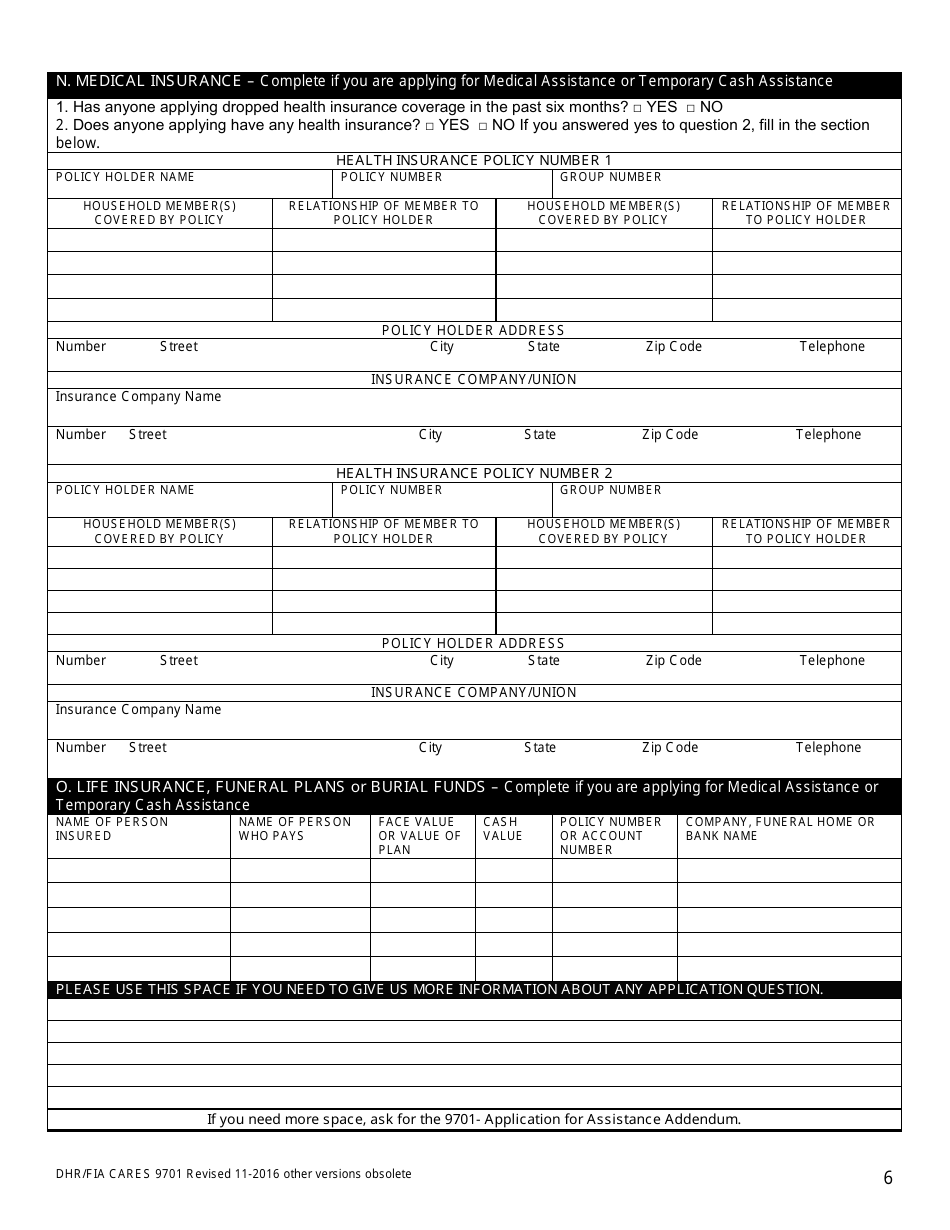 Form DHR / FIA9701 Application for Assistance - Maryland, Page 6