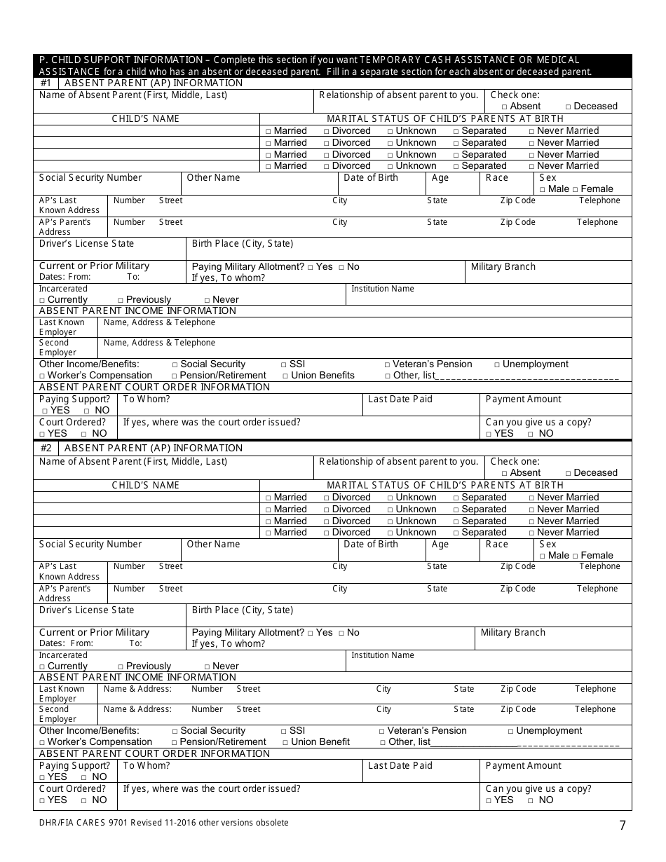 Form DHR / FIA9701 Application for Assistance - Maryland, Page 7