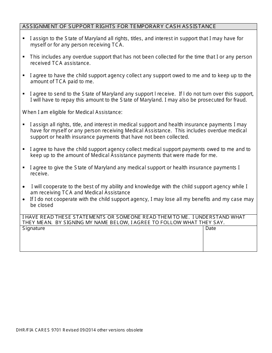 Form DHR / FIA9701 Application for Assistance - Maryland, Page 8
