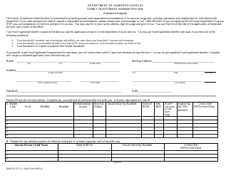 Form DHR/FIA9711-A Assistance Request - Maryland