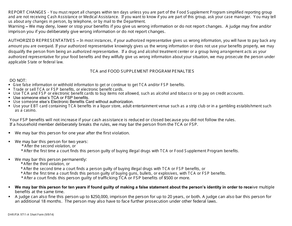 Form DHR / FIA9711-A Assistance Request - Maryland, Page 5