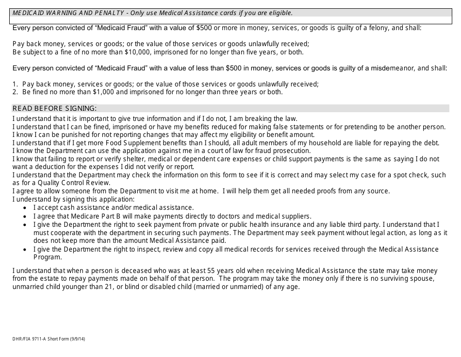 Form DHR / FIA9711-A Assistance Request - Maryland, Page 6