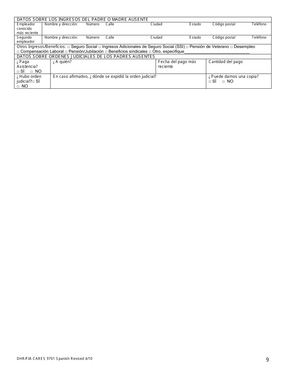 Formulario DHR / FIA9701 Solicitud Para Asistencia - Maryland (Spanish), Page 10