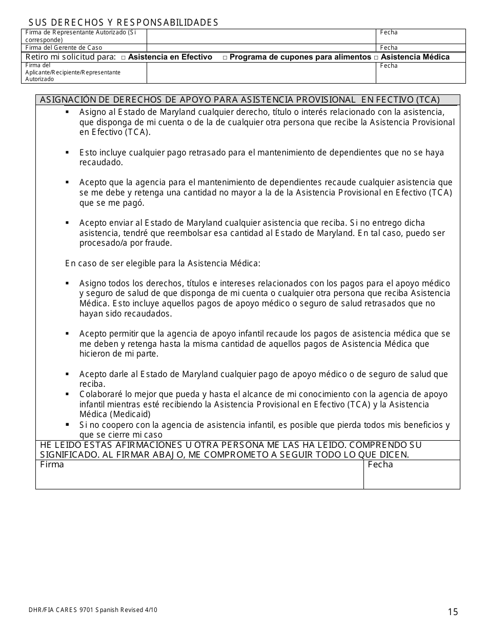 Formulario DHR / FIA9701 Solicitud Para Asistencia - Maryland (Spanish), Page 16