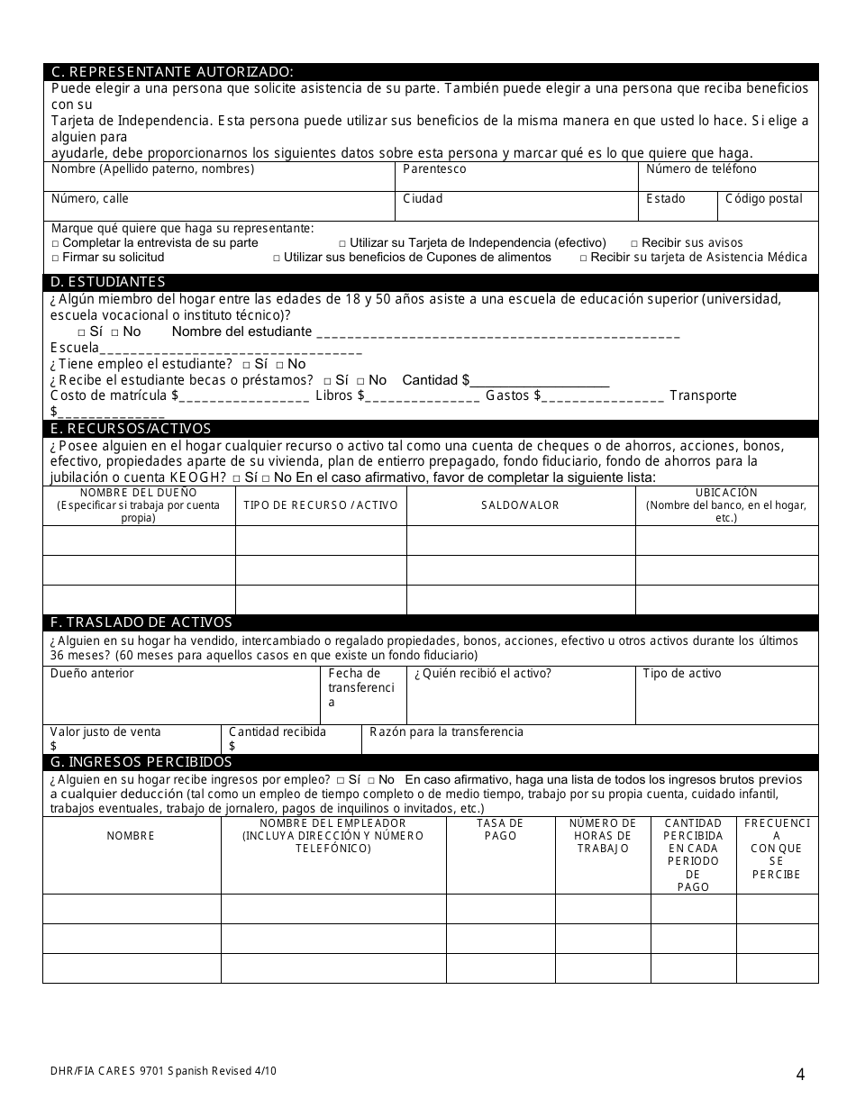 Formulario DHR / FIA9701 Solicitud Para Asistencia - Maryland (Spanish), Page 5