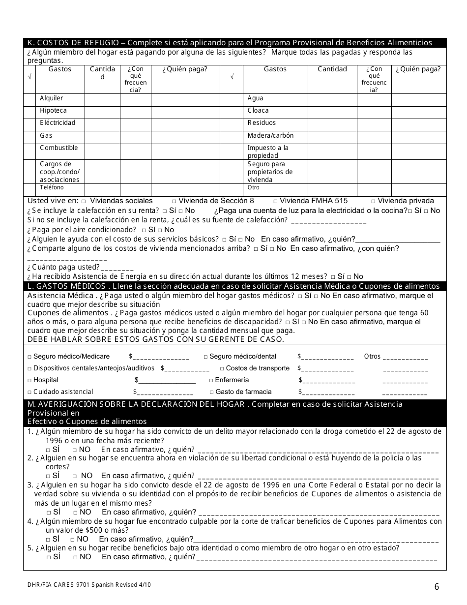 Formulario DHR / FIA9701 Solicitud Para Asistencia - Maryland (Spanish), Page 7