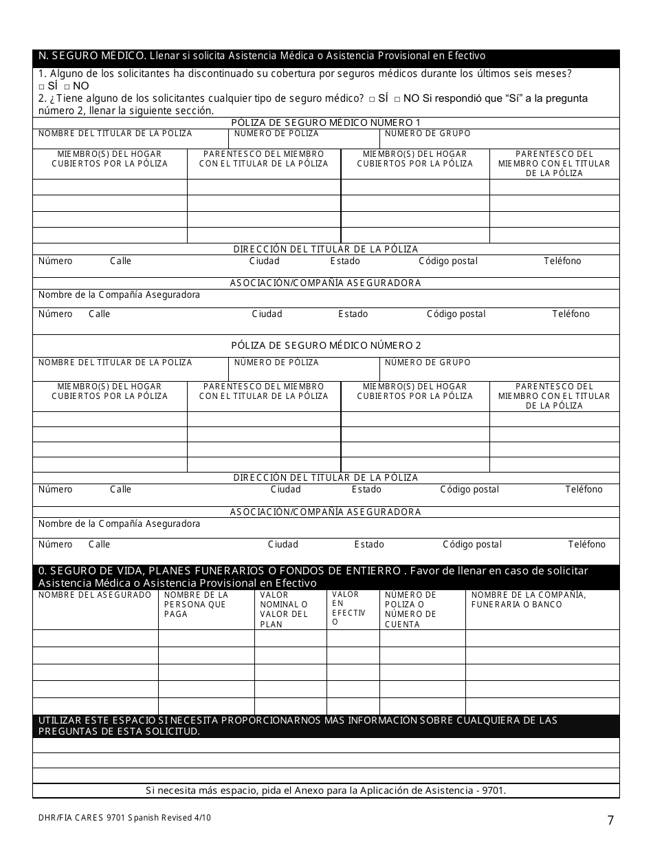 Formulario DHR / FIA9701 Solicitud Para Asistencia - Maryland (Spanish), Page 8