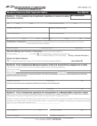 Form VR-129 Maryland Temporary State Inspection Waiver - Maryland