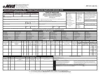 Schedule A/C Original/Supplemental Application - International Registration Plan - Maryland