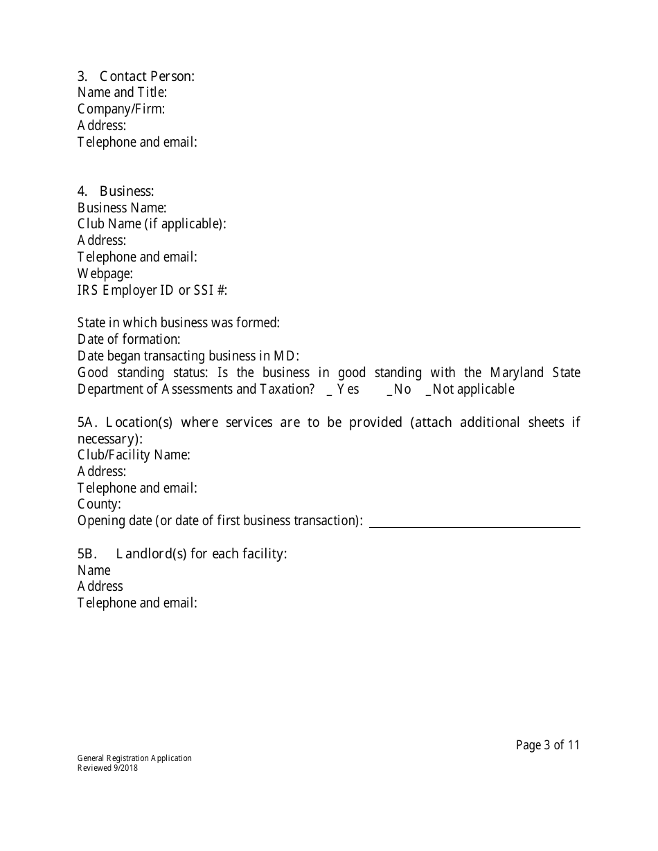 Form HS-R2 General Registration Application - Maryland, Page 3
