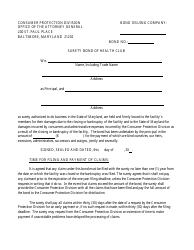 Document preview: Surety Bond of Health Club - Maryland