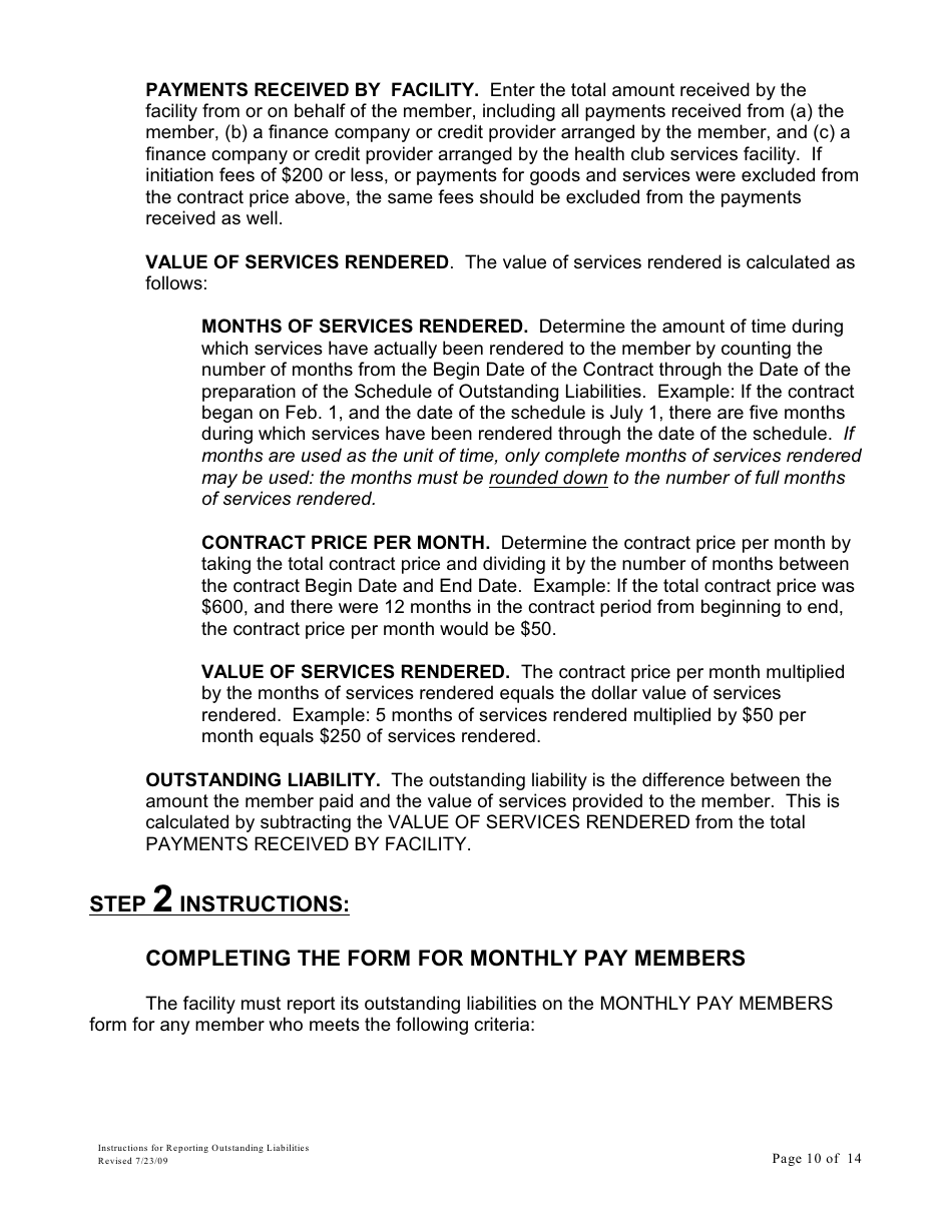 Instructions for Reporting Outstanding Liabilities and Instructions for the Report by a Certified Public Accountant - Maryland, Page 10