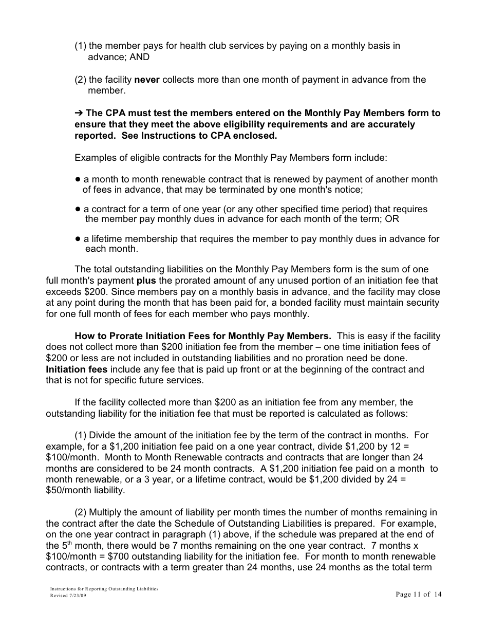 Instructions for Reporting Outstanding Liabilities and Instructions for the Report by a Certified Public Accountant - Maryland, Page 11