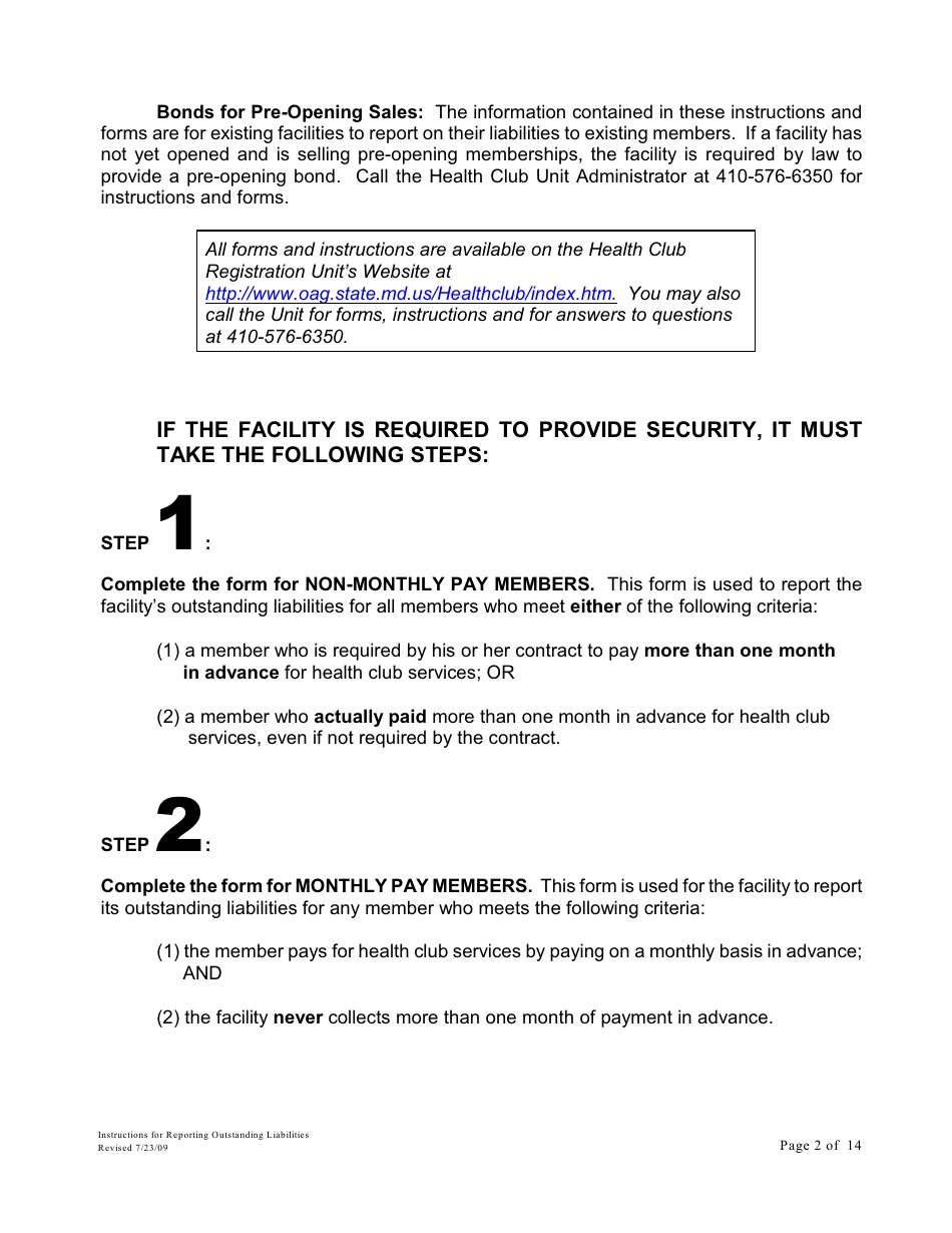 Instructions for Reporting Outstanding Liabilities and Instructions for the Report by a Certified Public Accountant - Maryland, Page 2