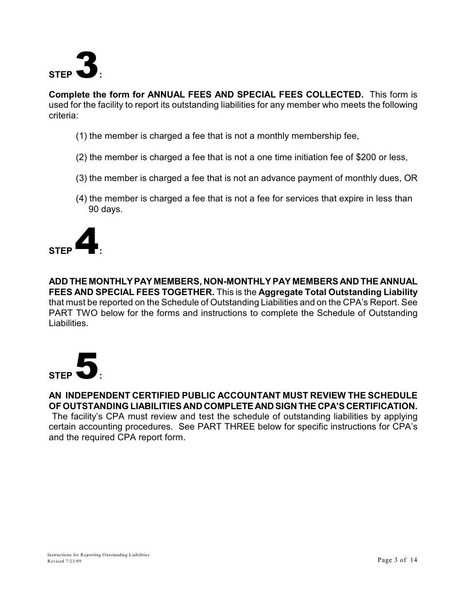 Instructions for Reporting Outstanding Liabilities and Instructions for the Report by a Certified Public Accountant - Maryland, Page 3
