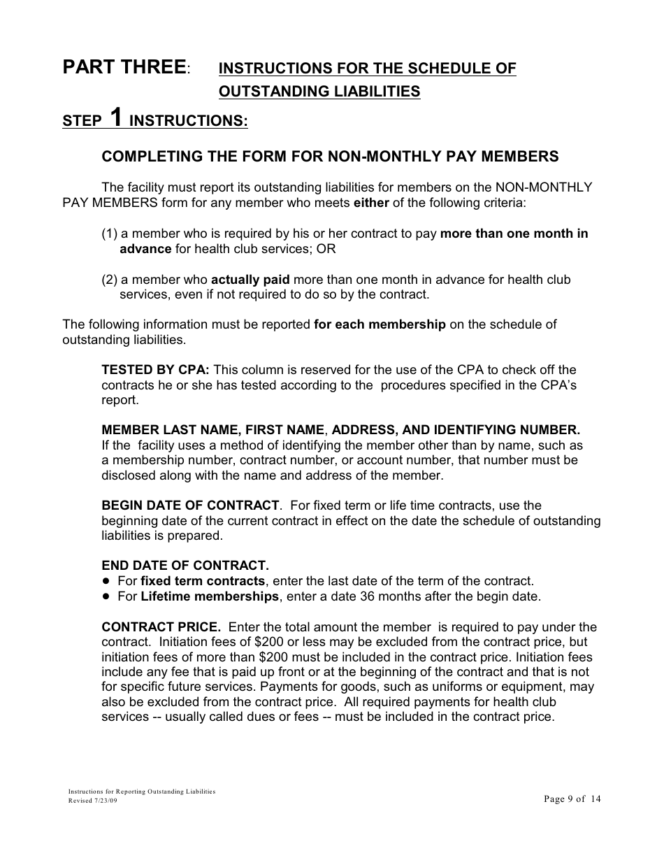 Instructions for Reporting Outstanding Liabilities and Instructions for the Report by a Certified Public Accountant - Maryland, Page 9